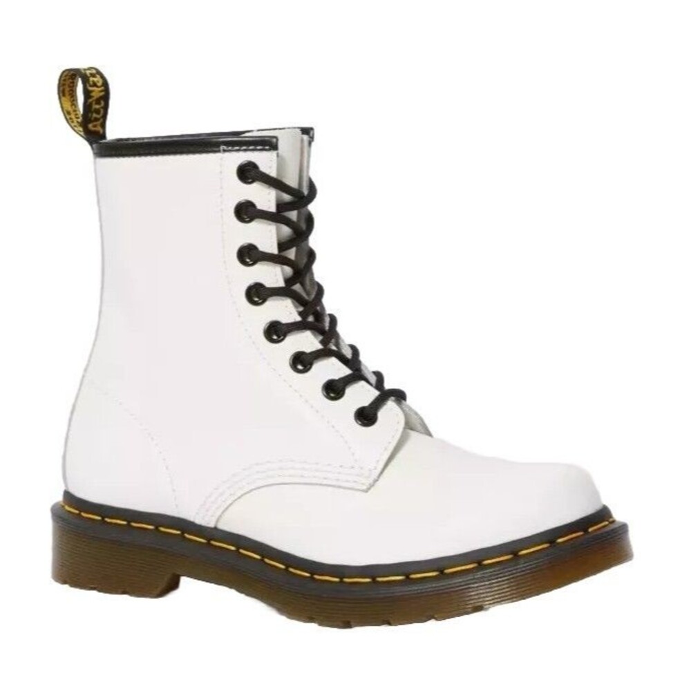 7US/ 5UK Dr. Martens Gender Inclusive 1460 White Leather Lace Up Boots